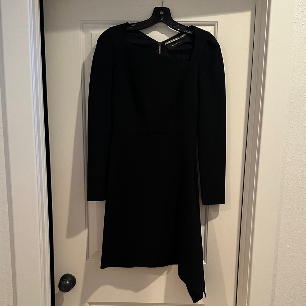 Roland Mouret Black Crepe Dress with Gold Zipper (UK6, US2, FR34)